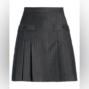 Sandro Grey Pinstripe Wool Skirt